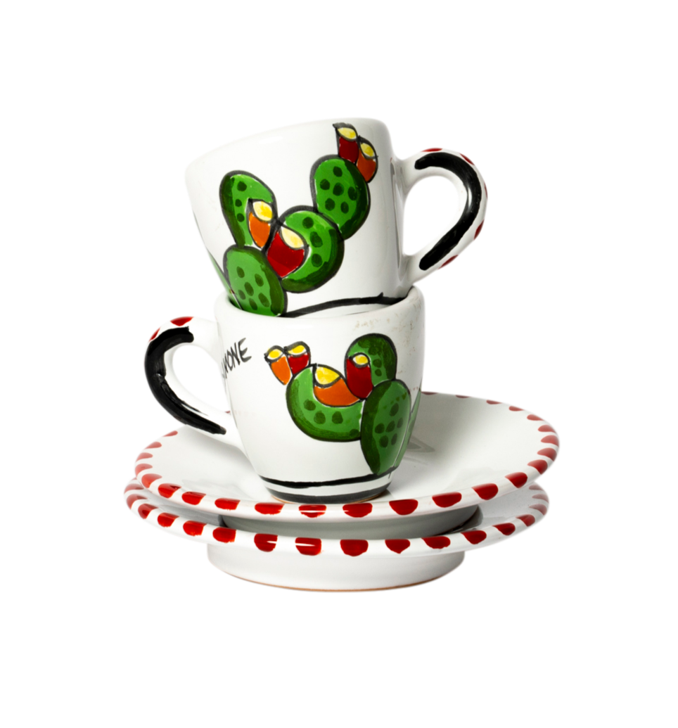 Espresso Cactus Cup & Saucer (set 2)