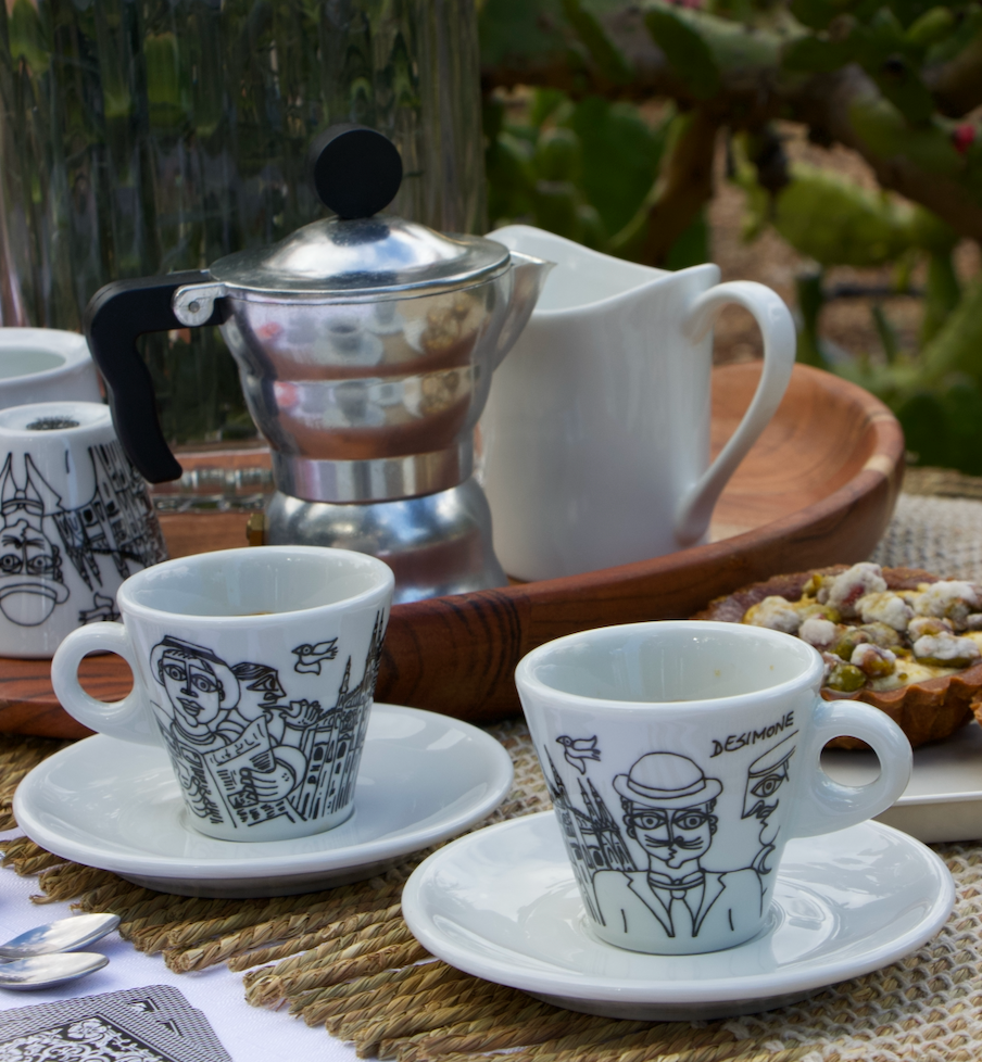 Espresso Black & White Roma - Cup & Saucer (set 2)