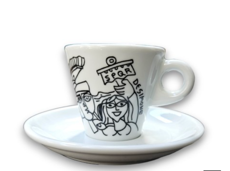 Espresso Black & White Roma - Cup & Saucer (set 2)